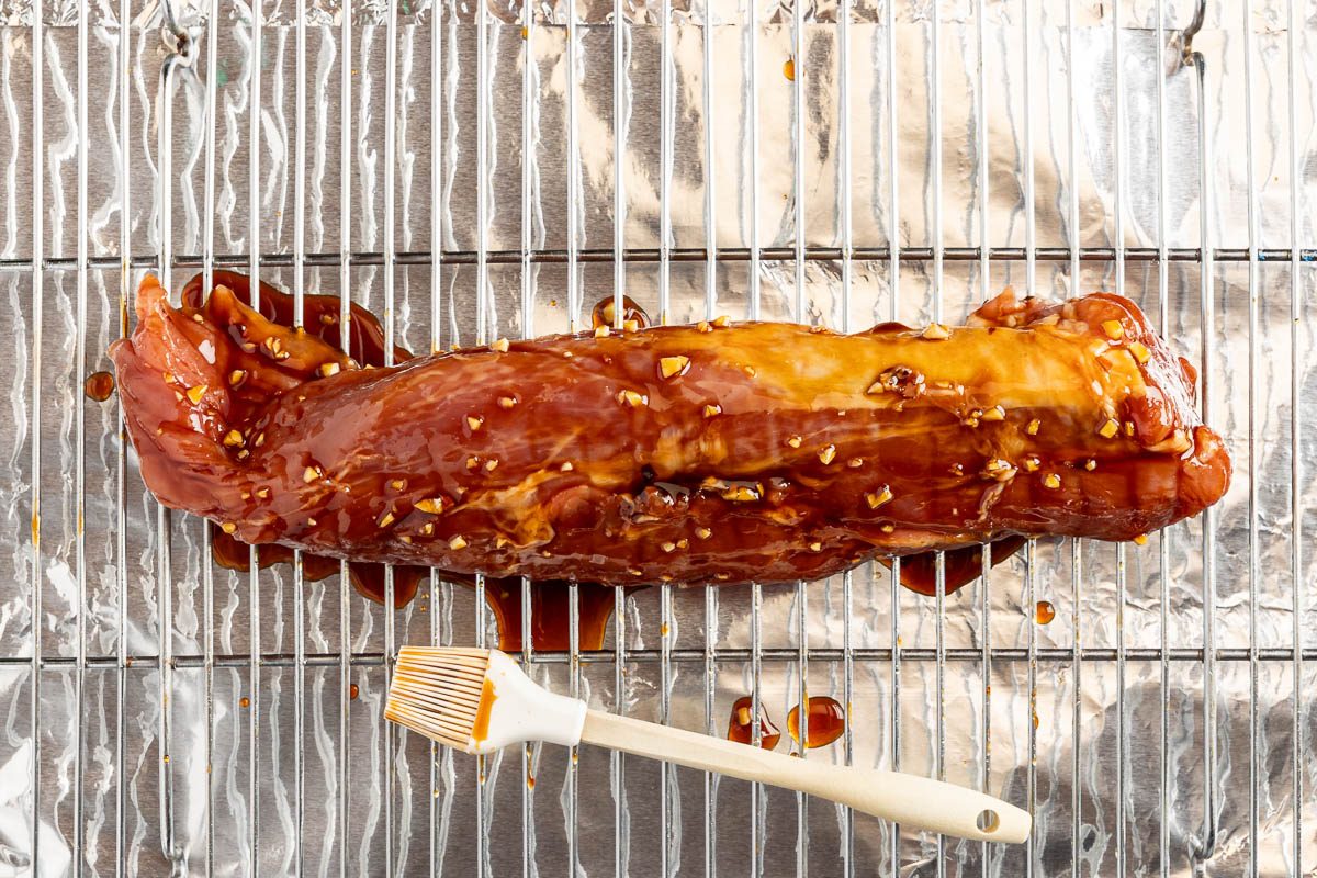 Taste of Home Hoisin Pork Tenderloin photo of roasting the tenderloin.