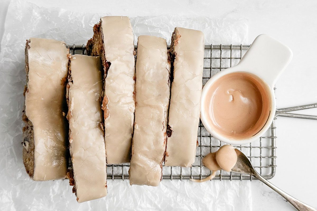Taste of Home Peach Bread on a wire rack