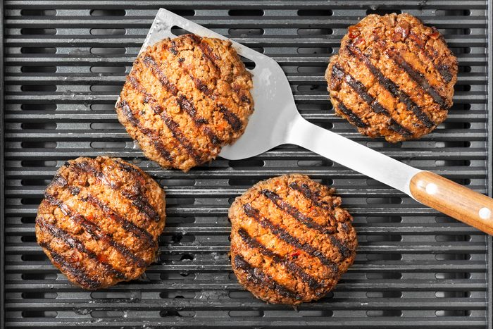 overhead shot of grilled patties