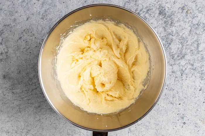 Taste of Home Almond Ricotta Cake photo of the creamed wet ingredients.