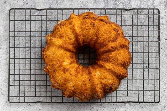 cake on a cooling rack.