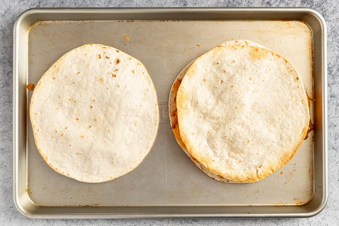 Bbq Chicken Quesadilla on a baking sheet