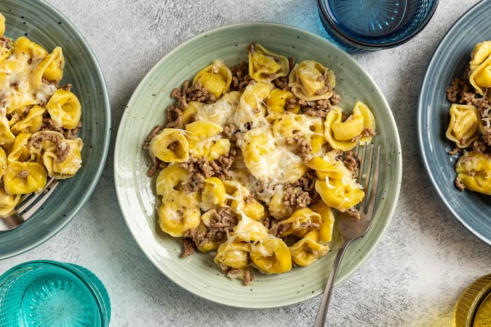 Taste of Home Beef Tortellini photo of the finished recipe served on plates.