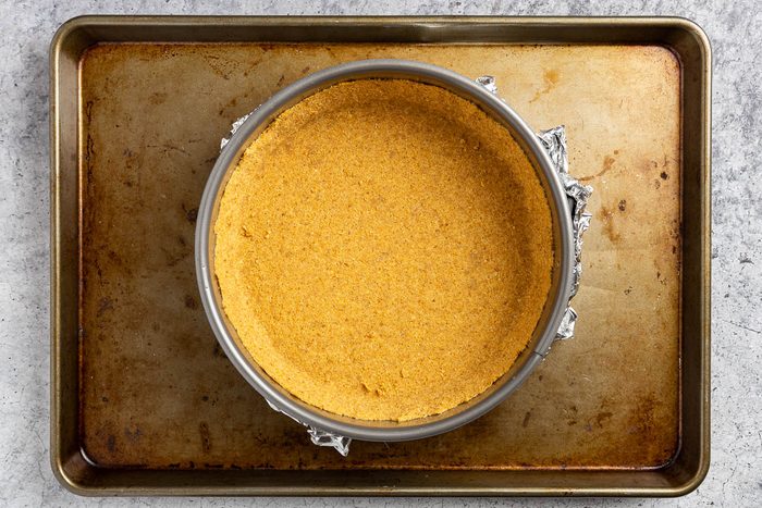 Taste of Home Birthday Cheesecake photo of the graham cracker crust.