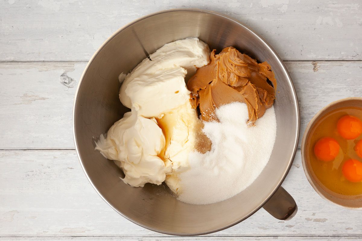 Step 2 of Taste of Home Biscoff Cheesecake is to prepare the fillling