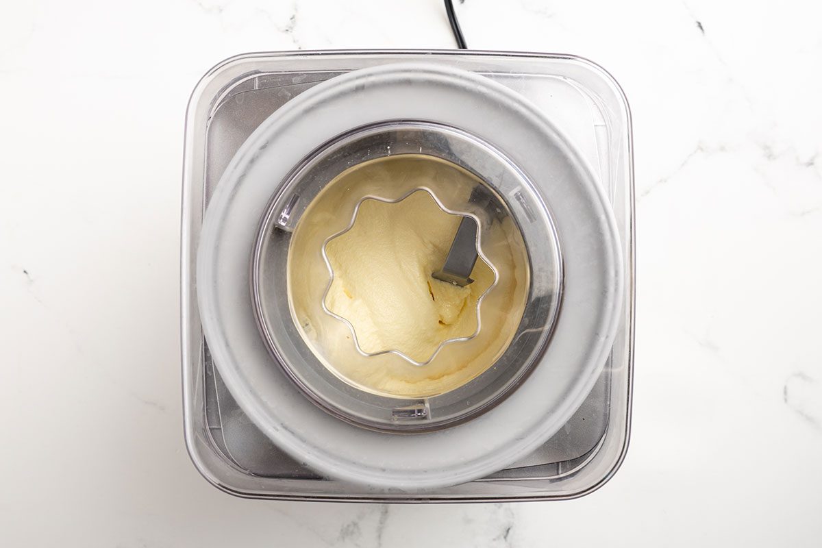 Blueberry Cheesecake Ice Cream in ice cream maker