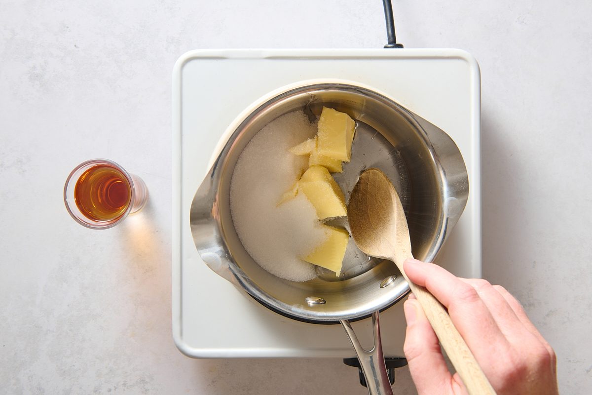 Making the bourbon sauce