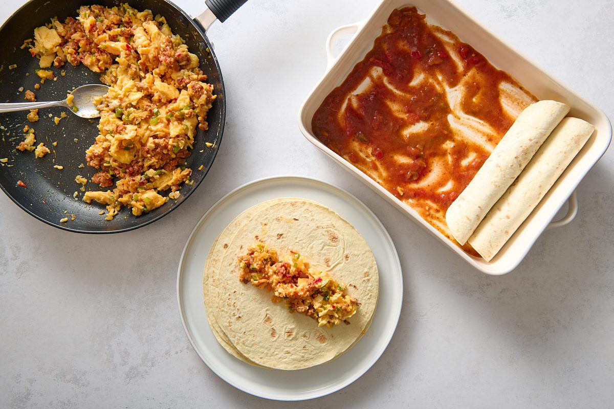 Assembling the enchiladas