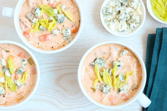 Buffalo Chicken Soup in mugs