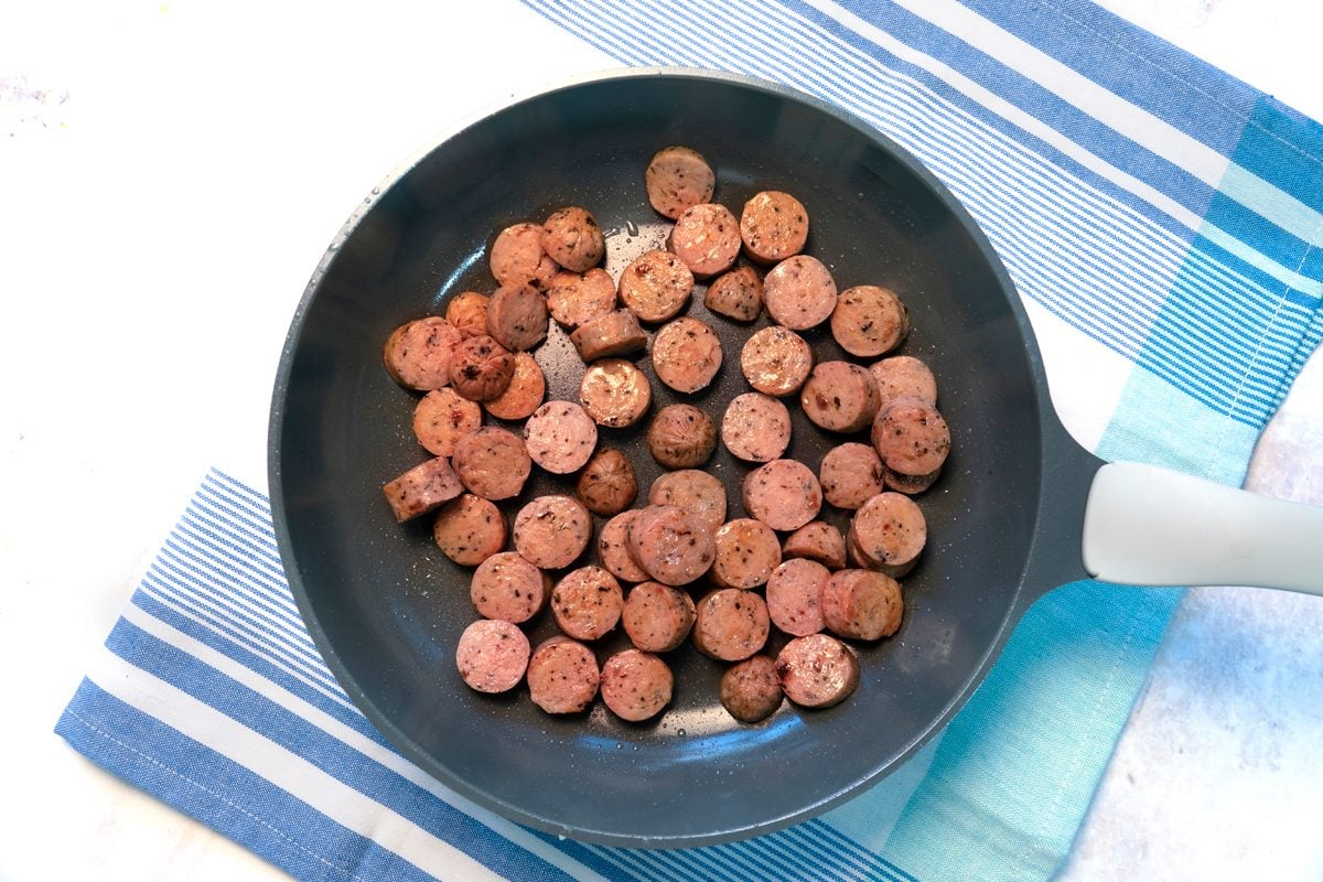 Cabbage And Sausage prep