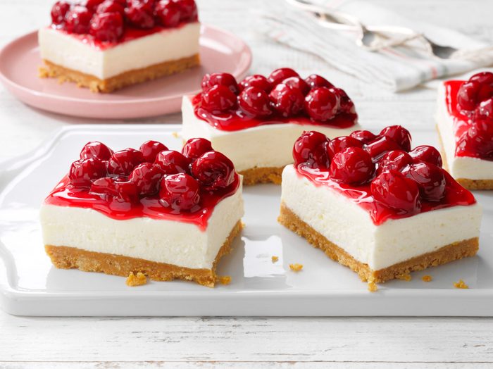 Rms 2669 Creamy Cherry Cheesecake On Serving Tray And Plate