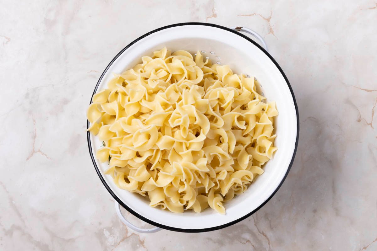 Noodle for cooking in a colander