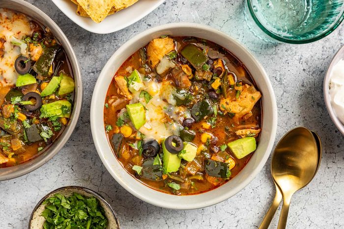 Taste of Home Chicken Poblano Soup photo of the finished recipe served into bowls.