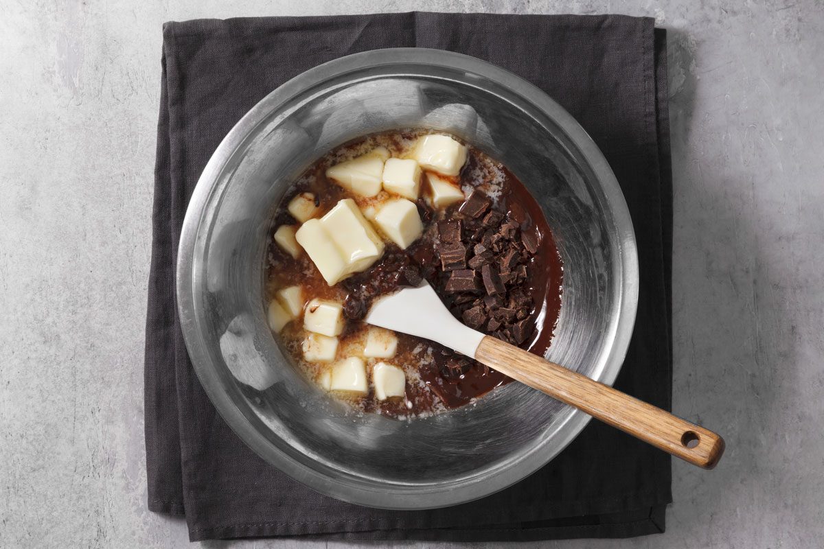 Melting butter and chocolate in a bowl