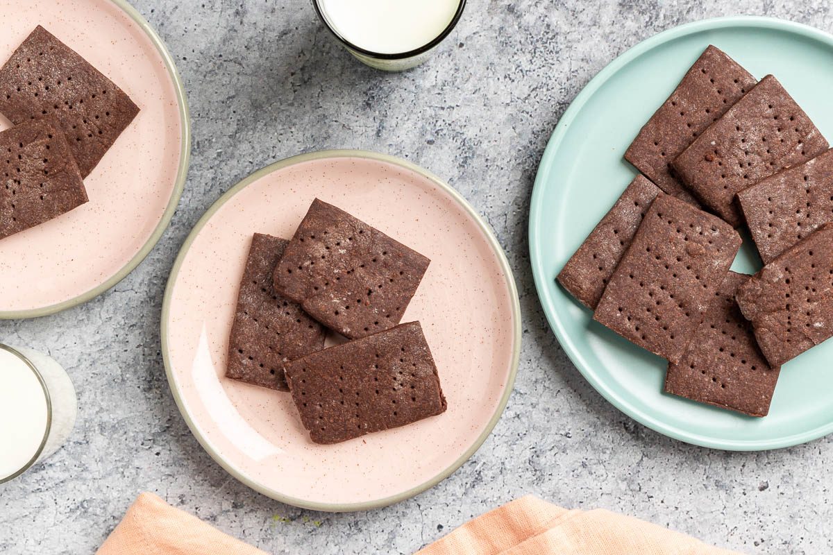 Chocolate Shortbread Cookies on a plate