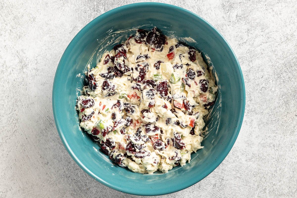 combining the ingredients in a mixing bowl.