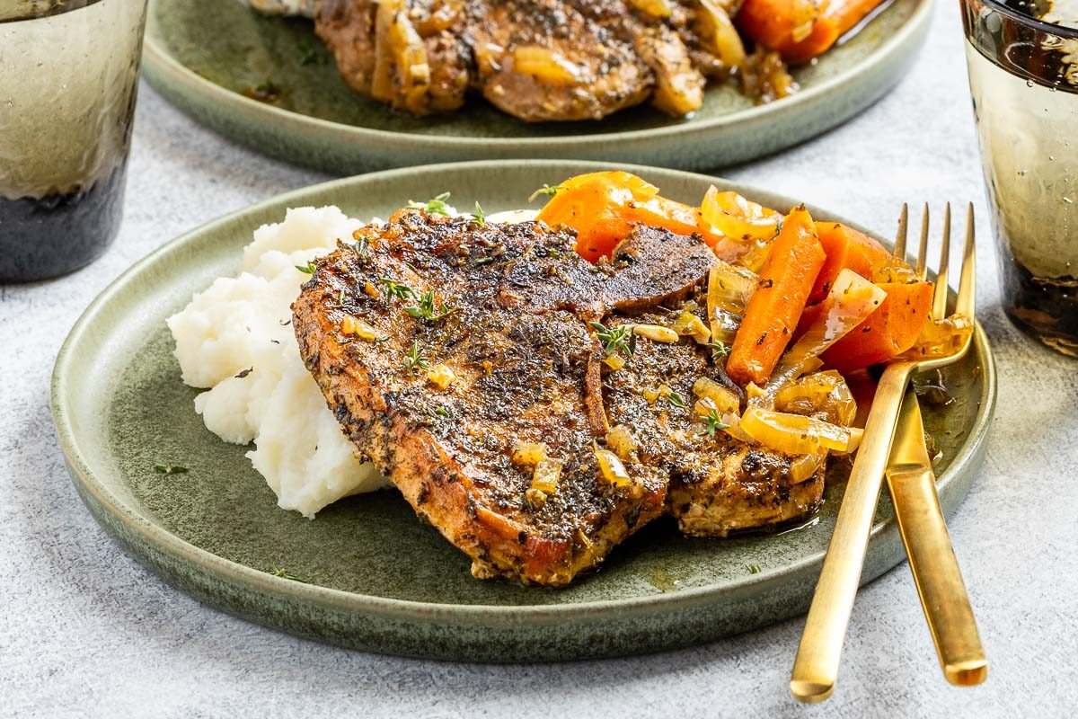 Taste of Home Dutch Oven Pork Chops photo of the finished recipe.