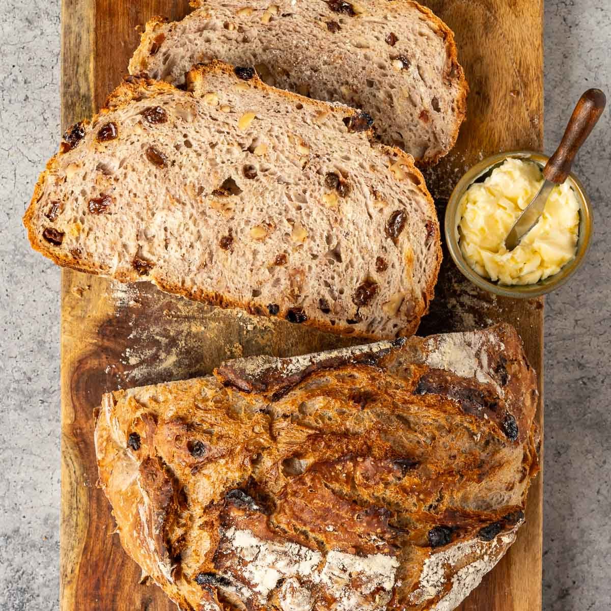 Taste of Home Walnut Raisin Bread photo of the finished recipe.