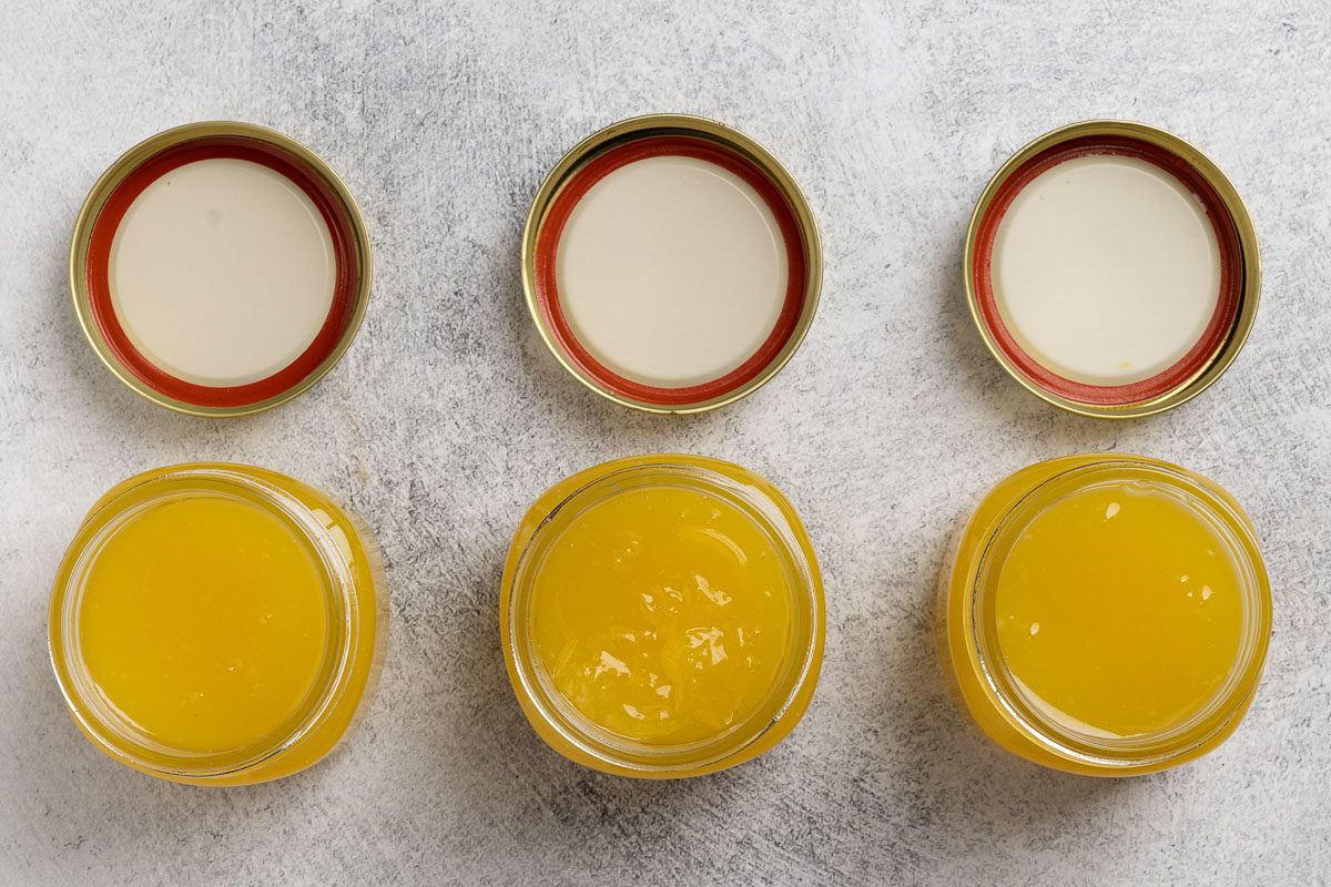 putting Easy Lemon Curd in a jars