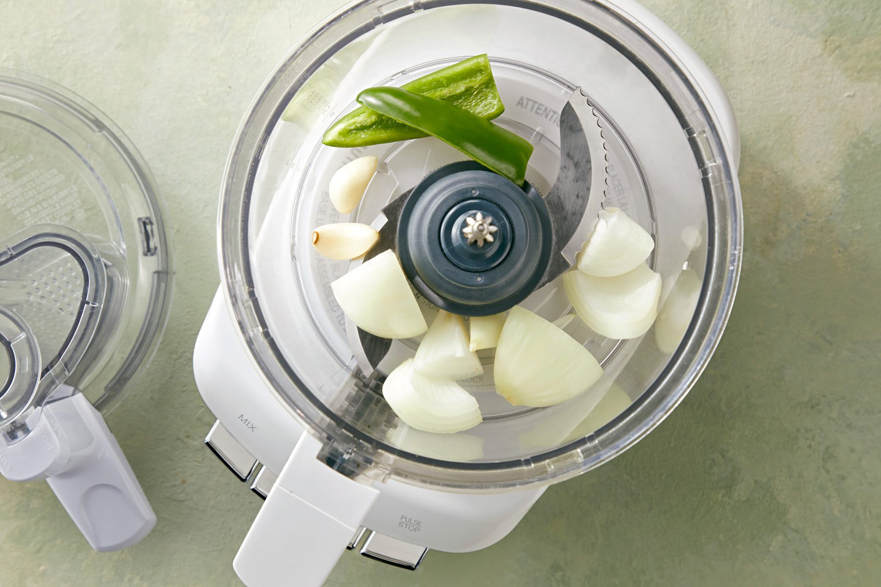 Place onion; garlic and jalapeno in a high powered blender or food processor