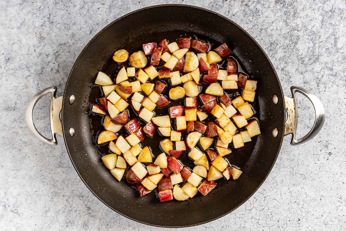Taste of Home Fried Red Potatoes photo of the fried potatoes.
