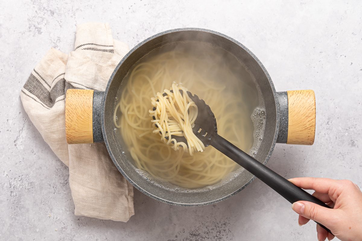 Cooked Pasta Inside Boiling Hot Water