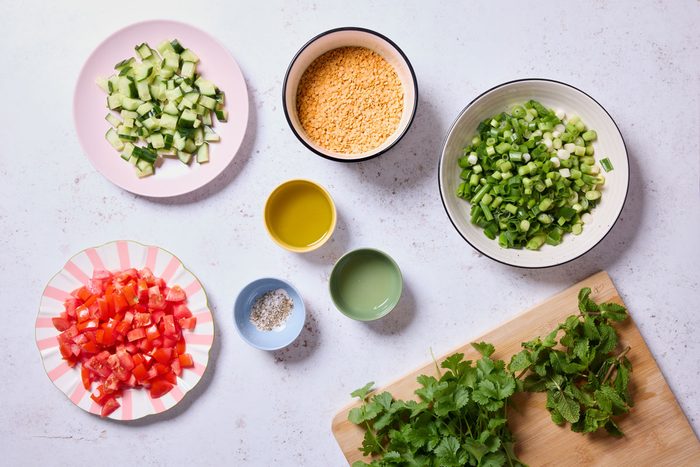 Lentil Tabbouleh ingredients