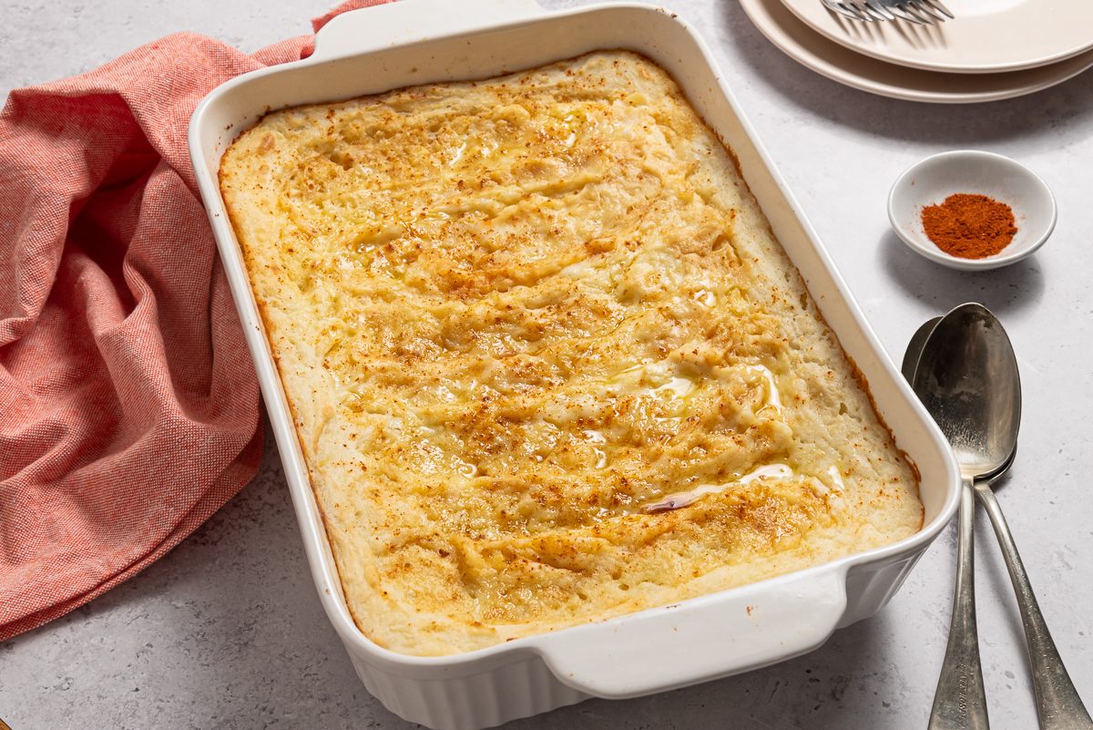 Baked Mashed Potato Casserole With Butter And Paprika
