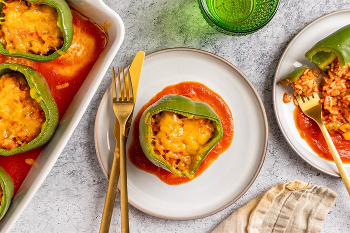 Taste of Home Meatloaf Stuffed Peppers photo of the finished recipe.