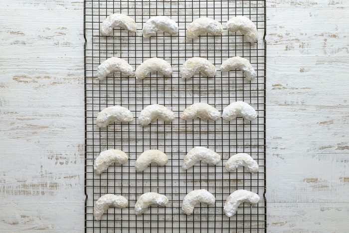 Sugar coated cookies set on wire racks