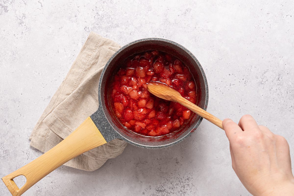 Cooked Strawberries Inside Sausepan