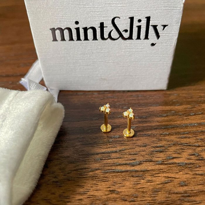 Opal Trio Sleeper Earrings