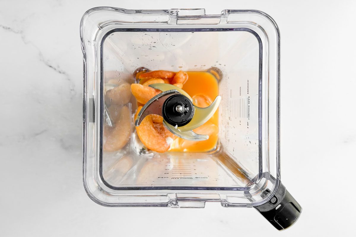 Ingredients For Taste Of Home Peach Smoothie In A Blender