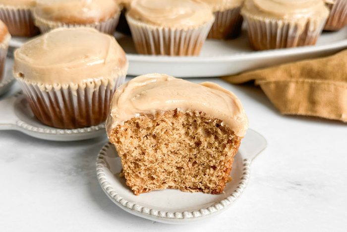 Taste of Home Peanut Butter Cupcakes on white trays