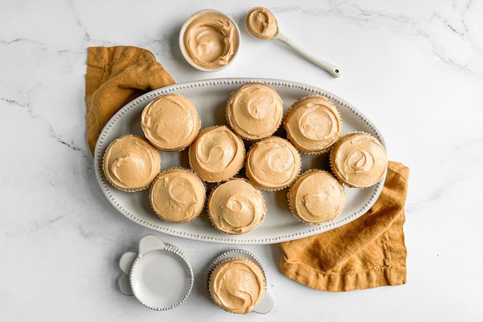 Taste of Home Peanut Butter Cupcakes on white trays