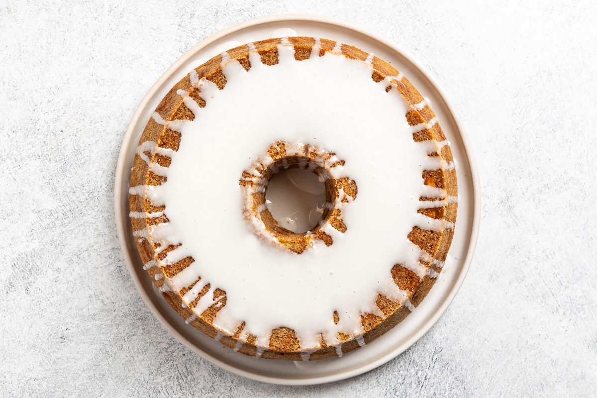 glaze added to the cake.