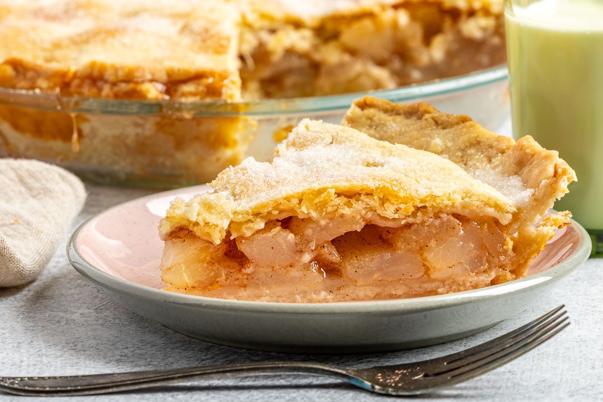 Taste of Home Pear Pie photo of the finished recipe cut into slices.