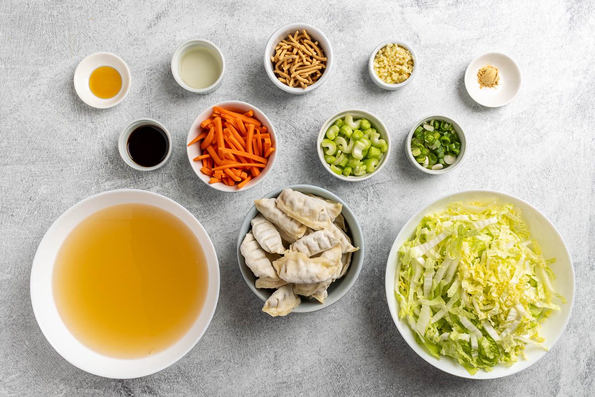 ingredients for pot Sticker Soup