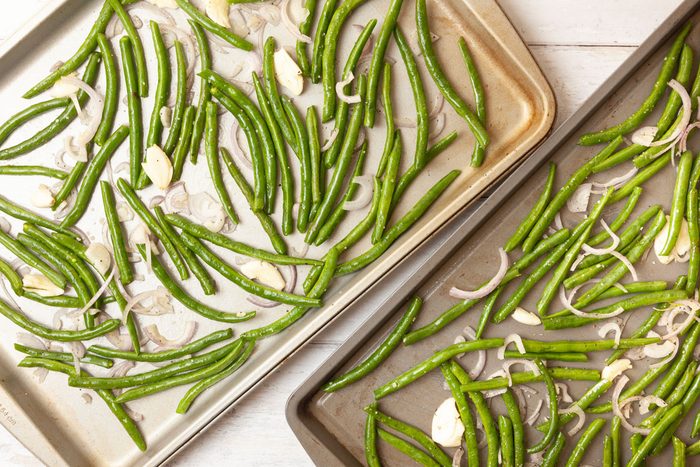 Step 2 of Taste of Home Roasted Green Beans is to Roast the vegetables for 15 to 20 minutes, until they’re tender and lightly browned, stirring occasionally.