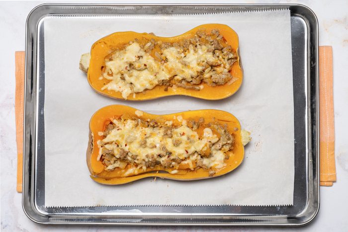 Sausage Stuffed Butternut Squash baked