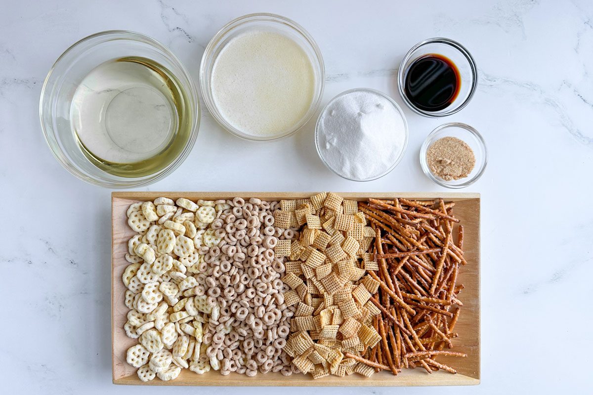 Ingredients for Taste of Home Sweet and Salty Chex Mix