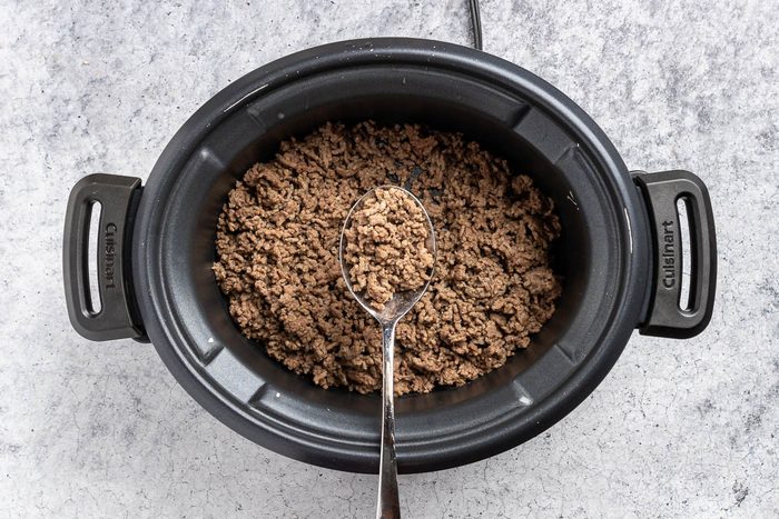 browned beef in the slow cooker