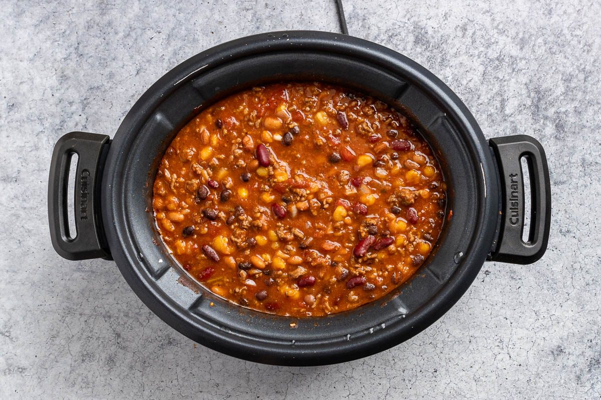 Cooked Taco Chili In the slow cooker