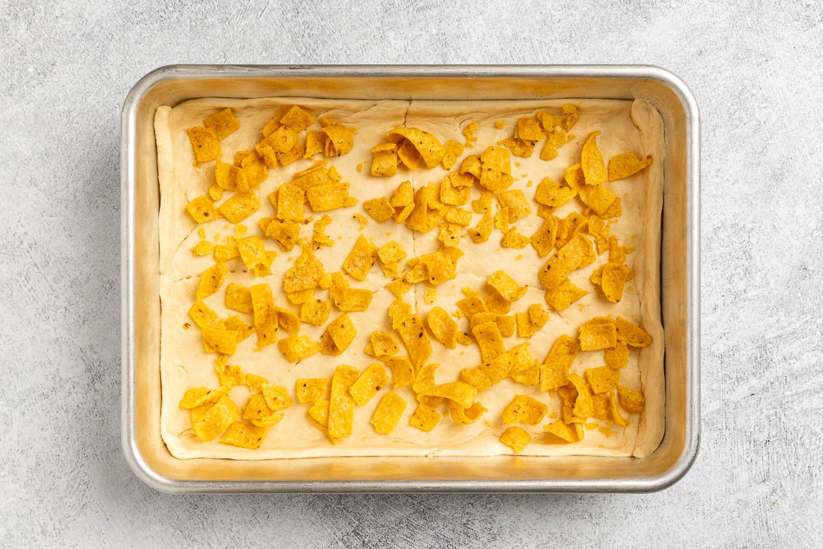 Crescent Roll Taco Bake before baking