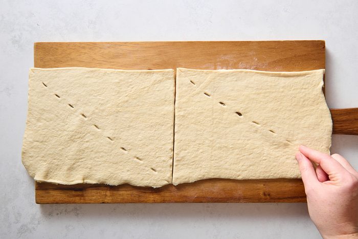 Separating the dough into rectangles