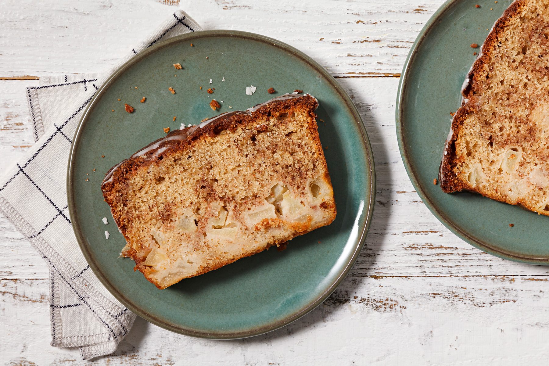 Overhead shot of apple fritter bread slices.