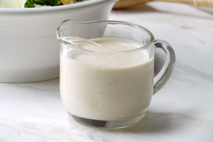Caesar Dressing in a small glass jar