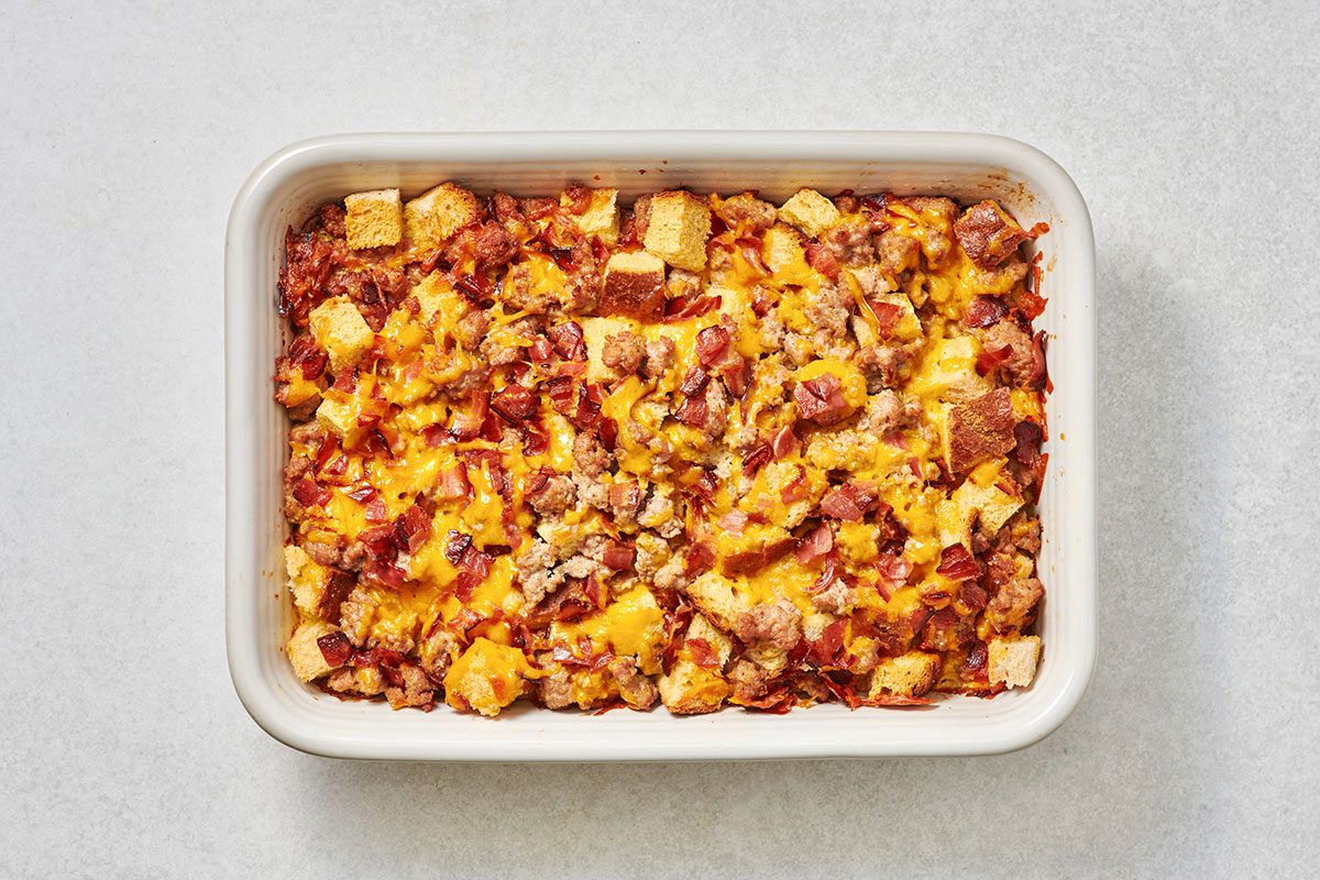 Baked sausage strata