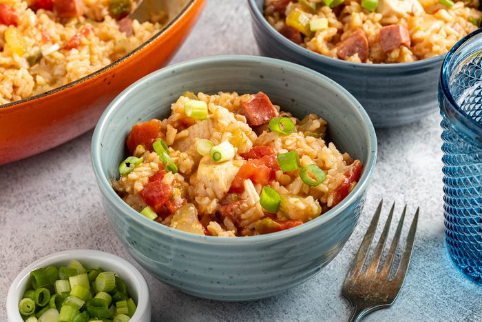 Taste of Home Chicken Jambalaya photo of the finished recipe served into bowls.