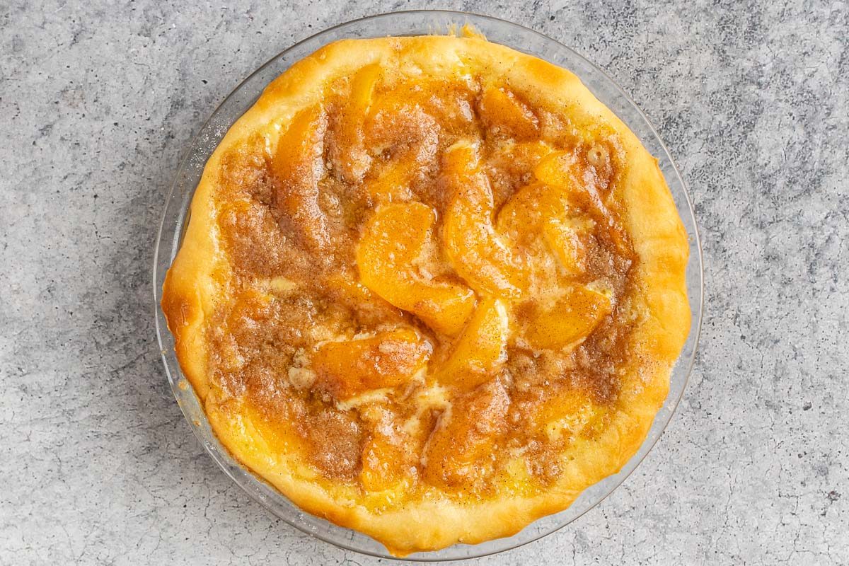 Taste of Home German Kuchen Recipe photo of topping and baking the kuchen.